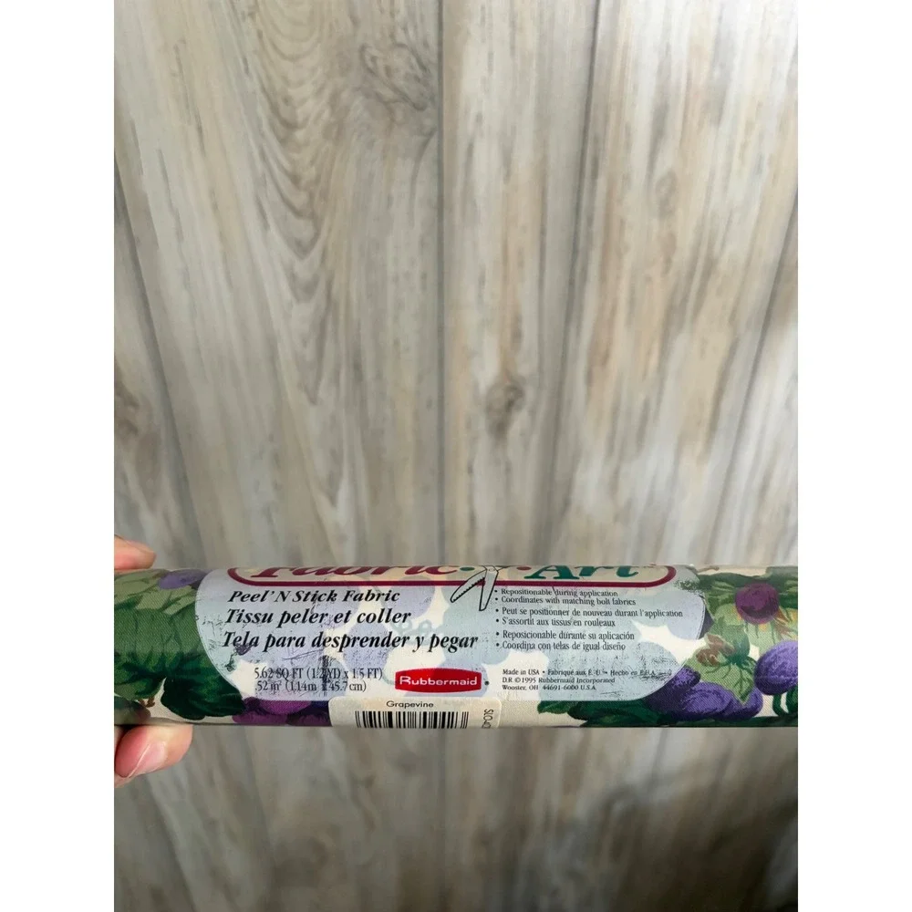 Vintage Rubbermaid Fabric Art Peel N Stick Contact Paper Grapevine 1995 5.62ft